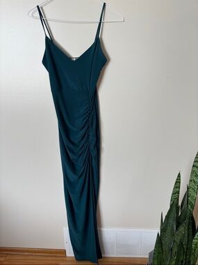 Teal Slip Gown with Spaghetti Straps - Women
